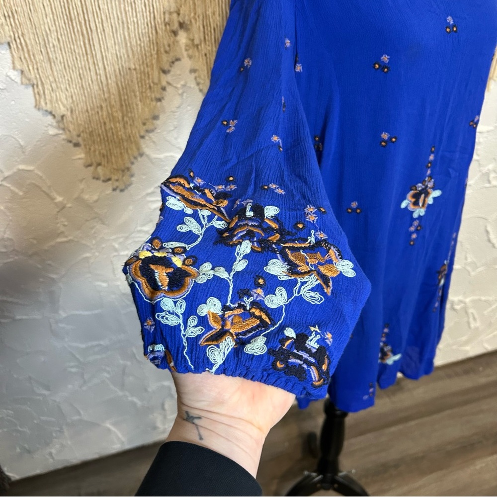 Free People Oxford Embroidered Gypsy Swing Mini Dress Women’s size Small - Picture 5 of 12
